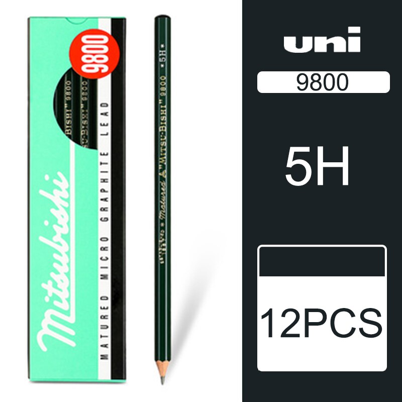 12/22 pinner uni mitsubishi blyant 9800 testkort tegneblyanter kunstskisseblyant: 5h