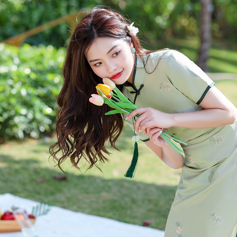 Robe Qipao en coton et lin pour femmes, Qipao traditionnel chinois, Costume de soirée, taille S à 4XL, printemps été