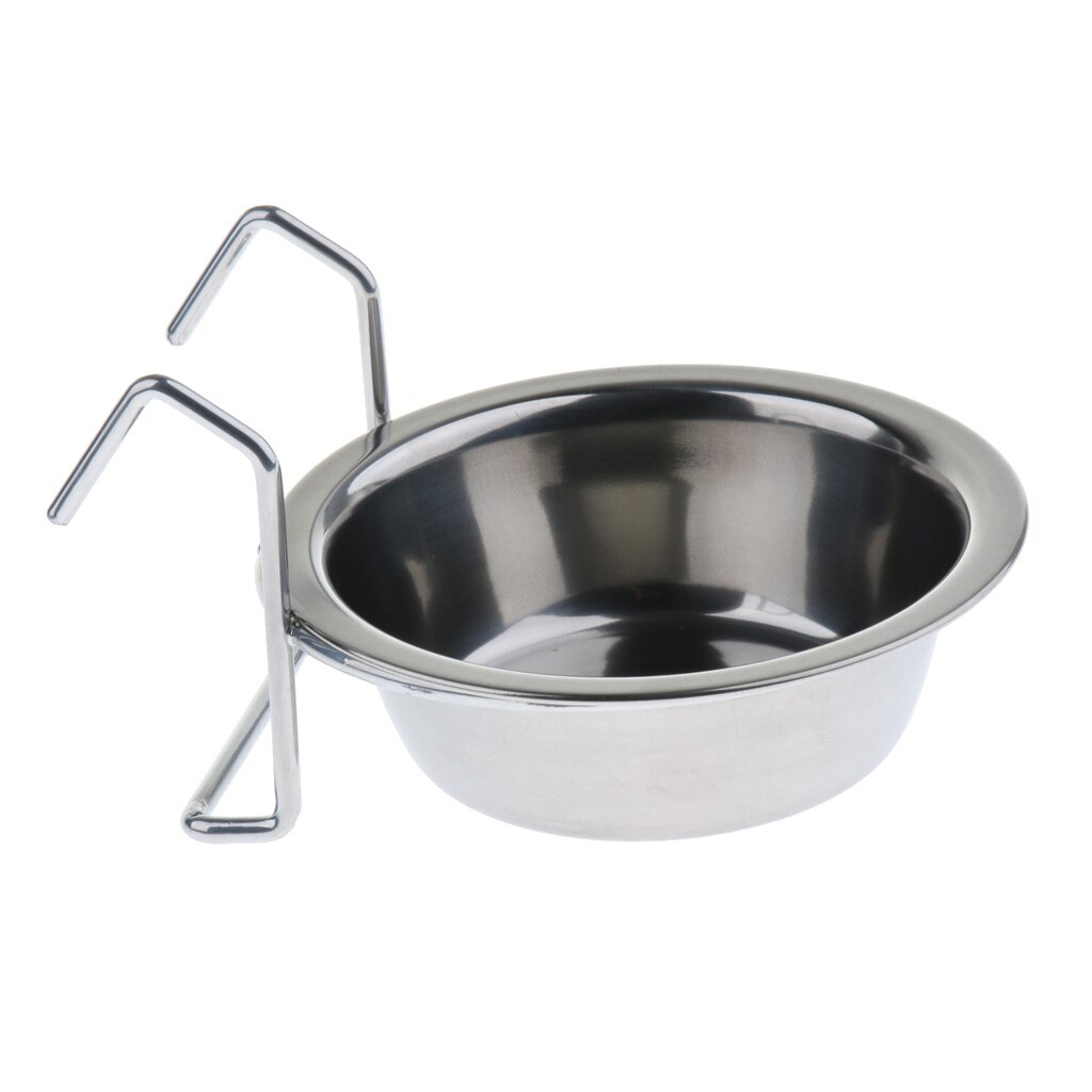 Stainless Steel Pet Bird Cage Food Water Bowl Parrot Coop er Cup,