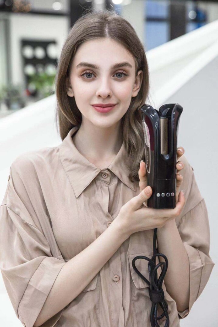 Fer à friser multifonctionnel en forme de Rose, outil de coiffure pour boucler les cheveux, avec écran LCD automatique: Black / LES USA