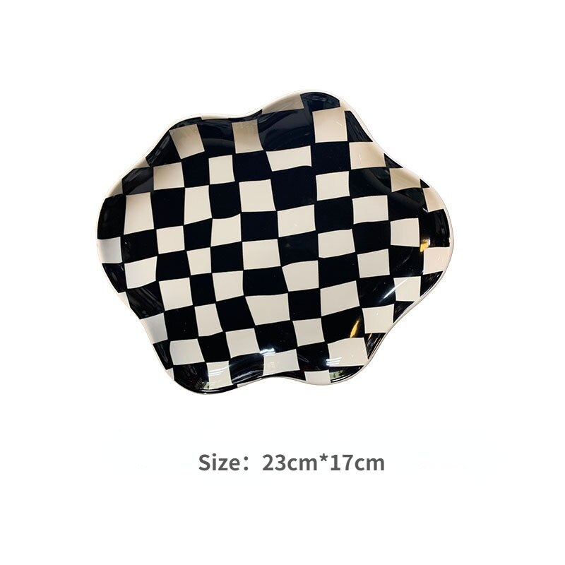 nordisch Keramik Platte Schmuck Gericht Halskette Ring Lagerung Platten Obstschale Dekoration Tablett Nachtisch Platte: Schwarz Weiß