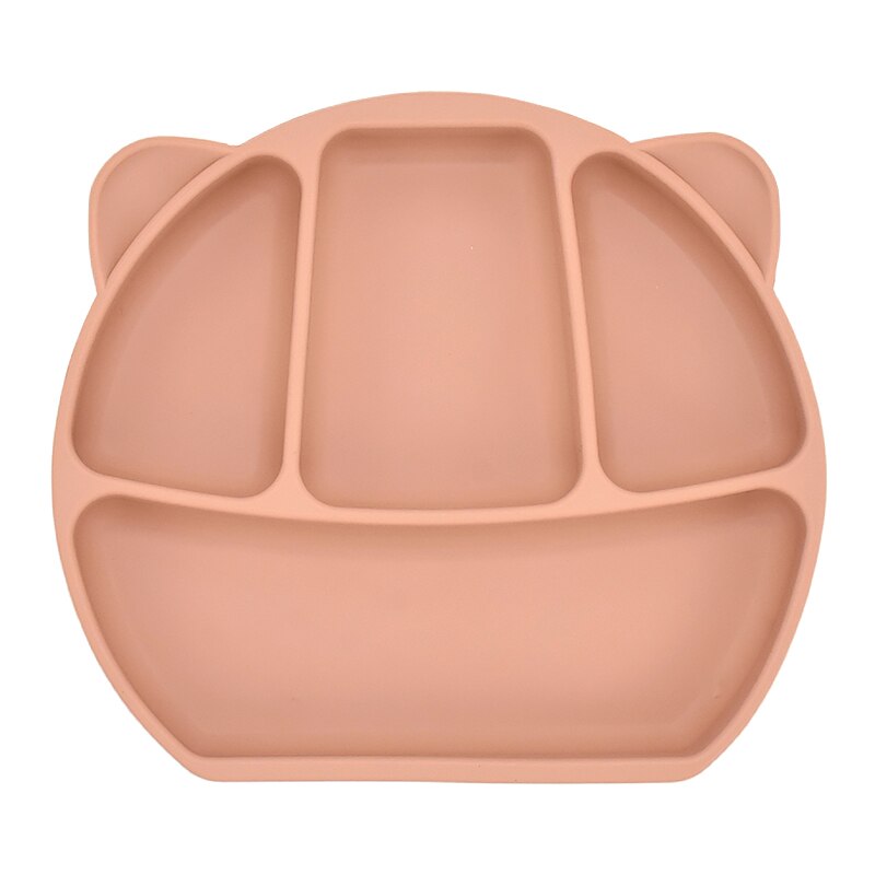 Baby Feeding Plate Food Grade Silicone Animal Type Suction Baby Plate BPA Free Waterproof Kid Tableware Plate Children Dishes: Orange