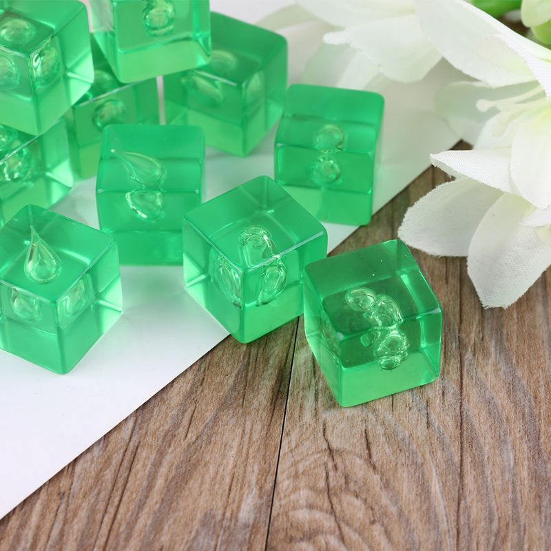 10Pcs/Set Bubble Green Polyhedral Dices Beads Blank Desktop Table Board Role Playing Games