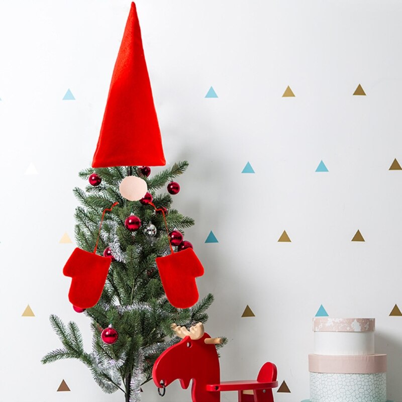 Julgran topper hatt svensk tomte tomte prydnad prydnad näsa handskar set julfest dekorationer heminredning