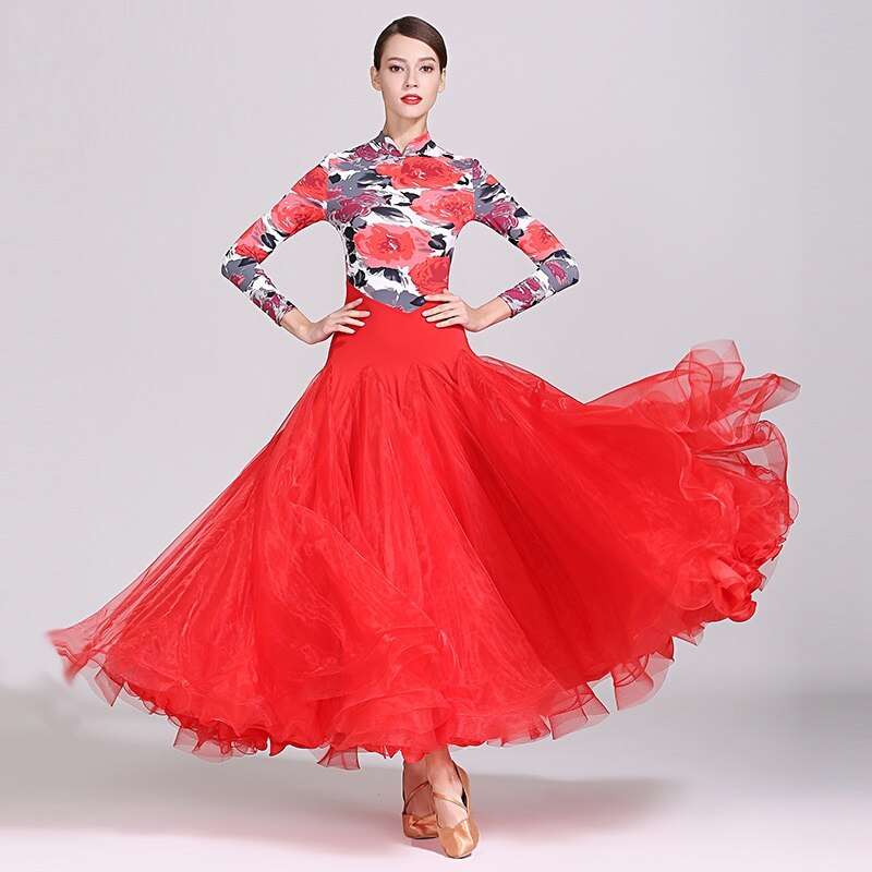 ballroom dress for waltz dance dress ballroom dance competition dress fringe Spanish dresses tango flamenco costumes red