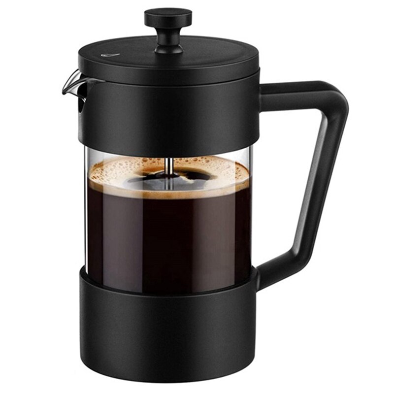 Franse Pers Koffie &amp; Thee Maker, Verdikte Borosilicaatglas Koffie Druk Roest-Gratis En Vaatwasmachinebestendig, Zwart: Default Title