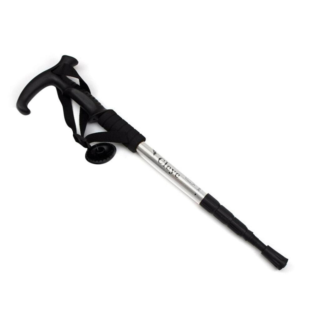 55-110cm Camping Walking Stick Adjustable Hiking Trekking Pole Telescopic Foldable 4-section Shock Outdoor Trekking Hiking Stick: silver