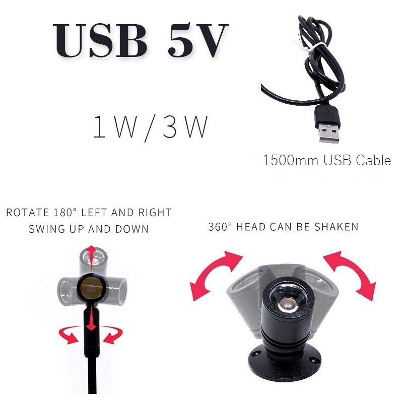 Etrnled usb led rgb spotlight mini downlight teto controle remoto pode ser escurecido luz do ponto armário de jóias vitrine lâmpada contador