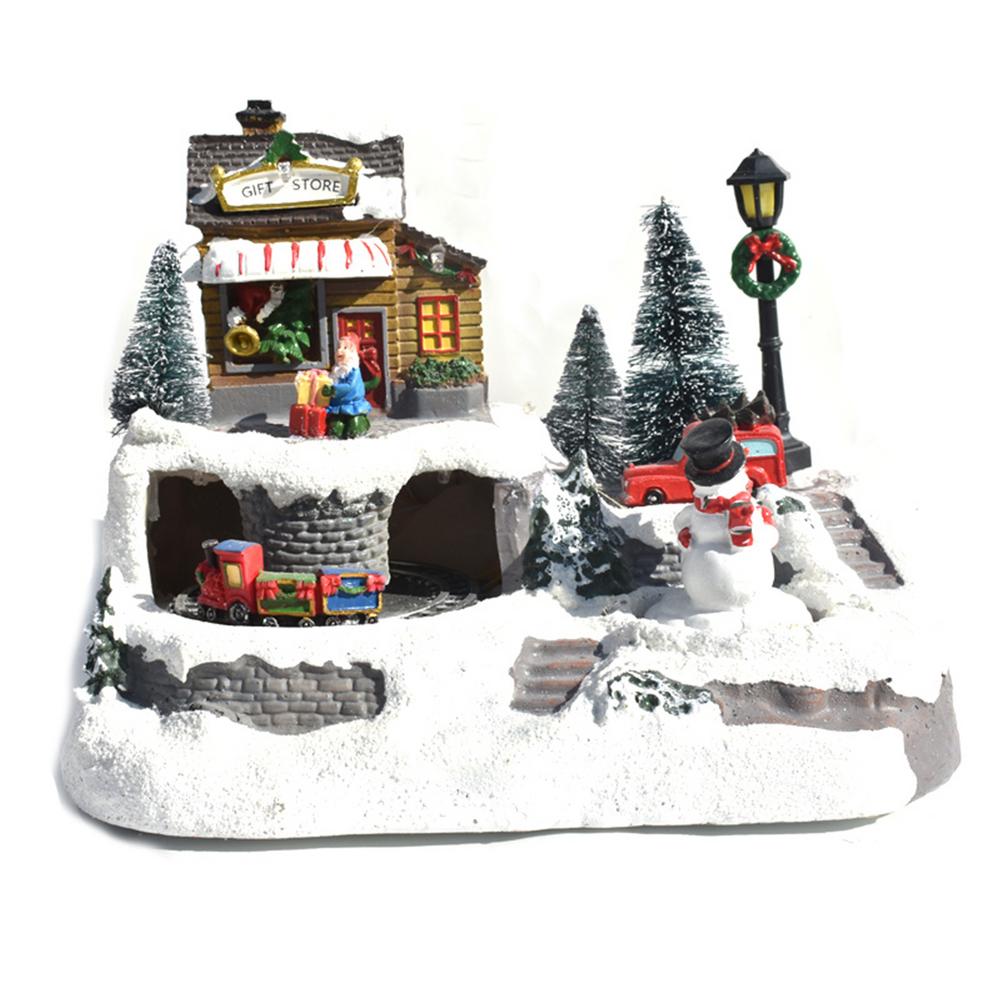 Christmas Snow House Led Light Christmas Decoration for Home Year Kids Resin Christmas Scene Village: 4