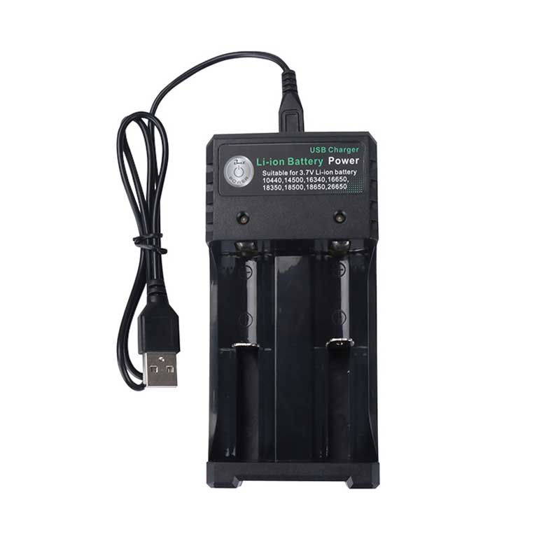 1/2/4 spor  ac 110v/220v 18650 batterilader svart til 14500 14650 16650 18350 18500 18650 3.7v oppladbare litiumbatterier: Svart