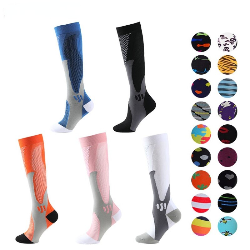 1 Pair Unisex Compression Socks Women Men Anti Fatigue Pain Relief Knee Sports Magic Socks Outdoor Cycling Elastic Socks