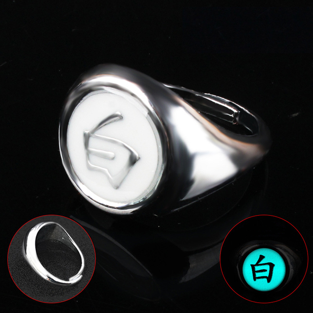 Anillo luminoso de Cosplay de Naruto de Anime japonés, anillo Akatsuki, accesorios de anillo para hombre, accesorios de decoración para dedo, Anillos Akatsuki Itachi: Blanco