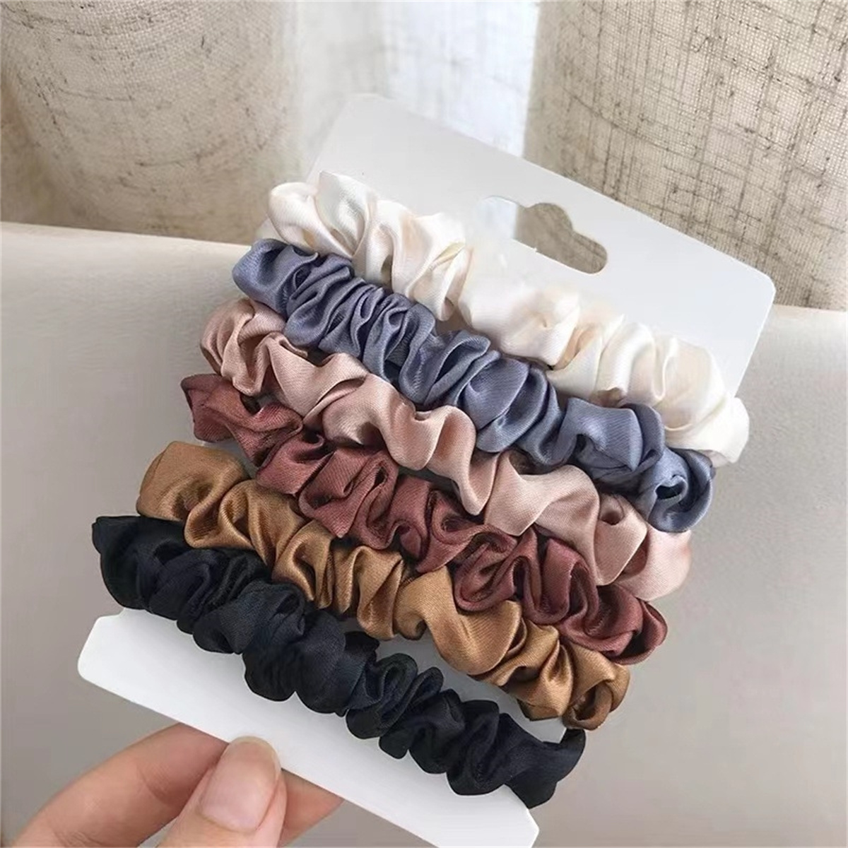 6 peças de elásticos de cabelo de cetim para mulheres – mais macios do que elásticos de seda para cabelo | Scrunchies de cetim para meninas |