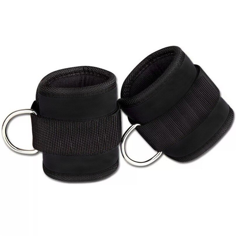 1 uds/2 uds Fitness ajustable D-anillo tobillo Pie de apoyo de tobillo Protector gimnasio pierna polea con hebilla deportes Protector para pies: 2pcs Black