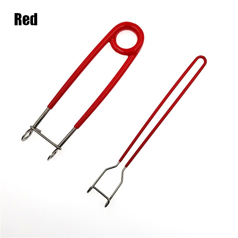 Good Healthy 2pcs Stainless Steel Fish Mouth Spreader Piler Opener Fish Hook Remover Extractor Kit Fishing Tackle Tools: Red