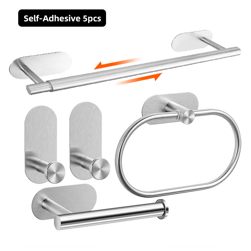 Bathroom Hardware Set Brushed Nickel Towel Bar Towel Ring Toilet Paper Holder Robe Hook 304 Stainless Steel Bathroom Accessory: Dark Khaki