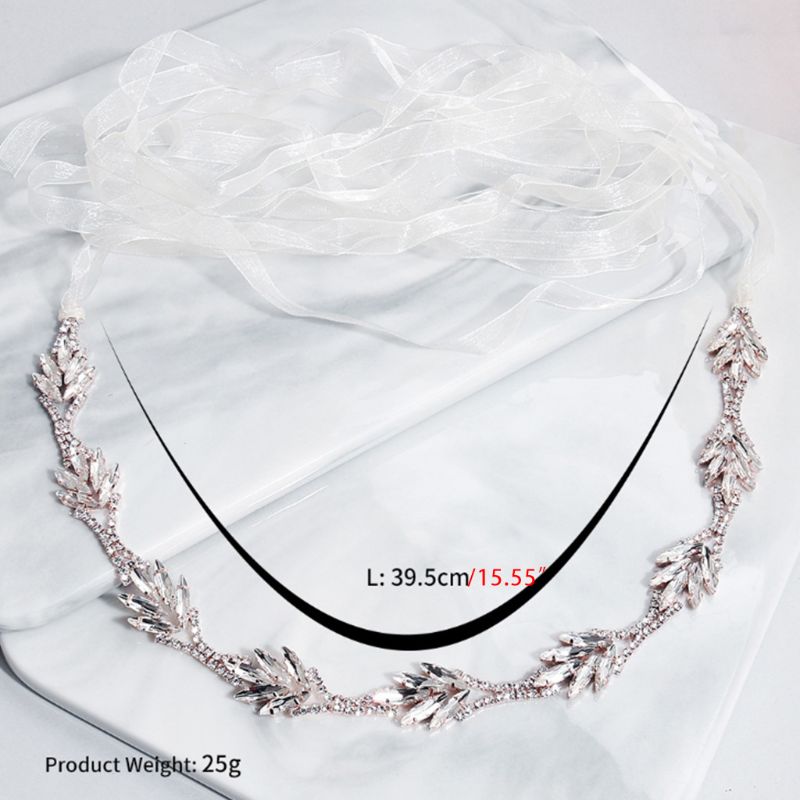 Fajín de vestido de novia para mujer, joyería de boda con hoja de cristal brillante de imitación, apliques de cuentas, cinturón de cintura, diadema, fajas