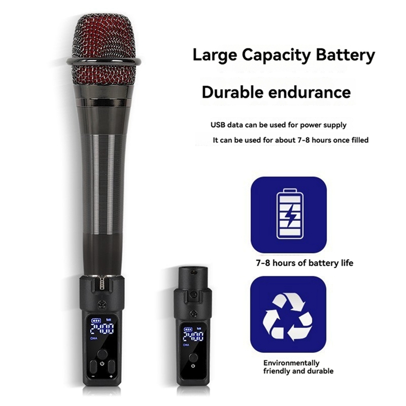 UHF Wireless Microphone Converter XLR Rechargeable Transmitter & Receiver Microphone For 0V Dynamic Microphones