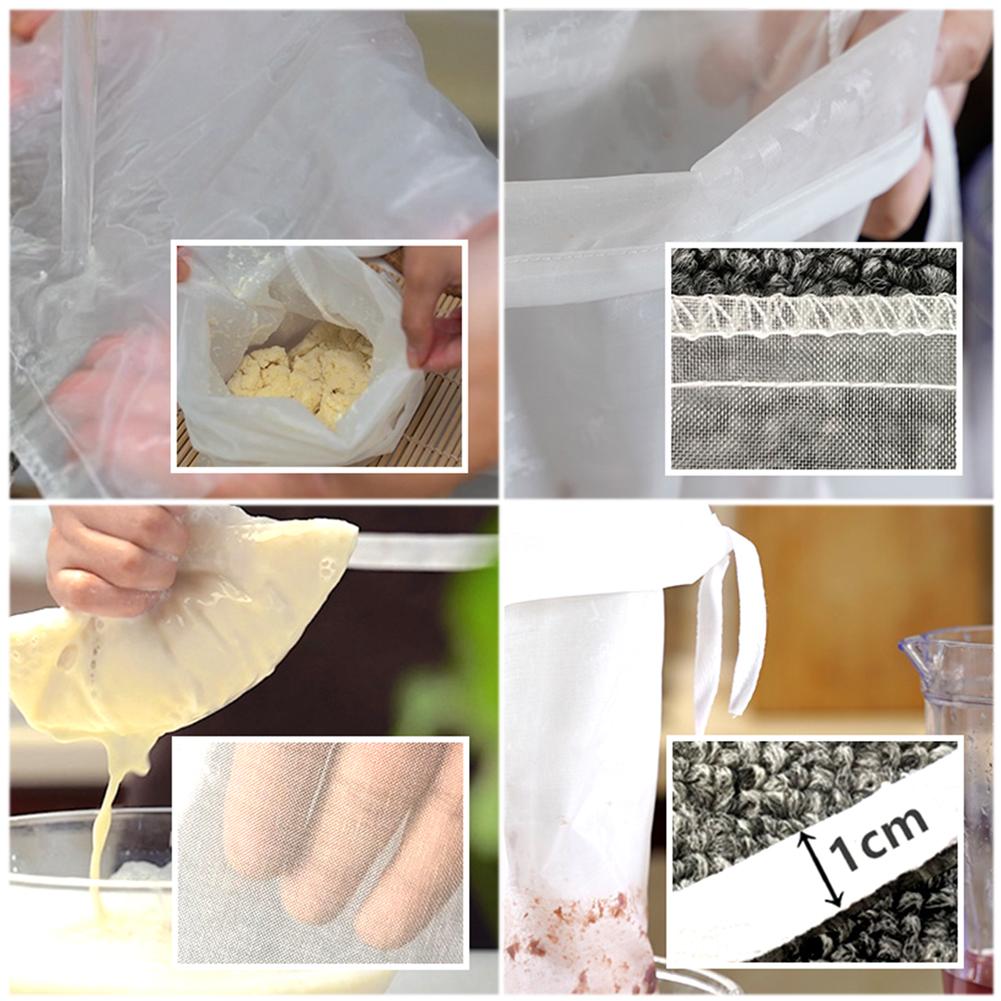 Food Strainer Coffee Filter Reusable Almond Milk Bag All Purpose Mesh Nylon Cheesecloth Cold Brew Coffee Filtering