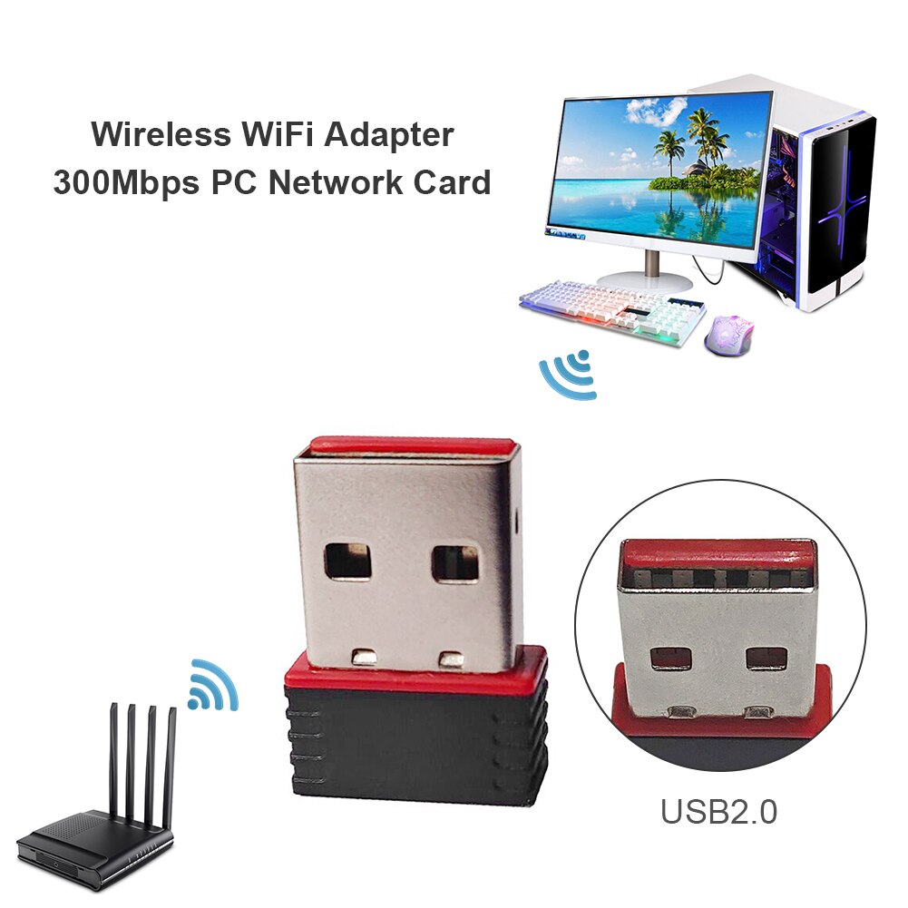 300Mbps 2.4Ghz Mini Usb Wifi Dongle Adapter Voor RG351P Game Console Draadloze Netwerkkaart Ontvanger