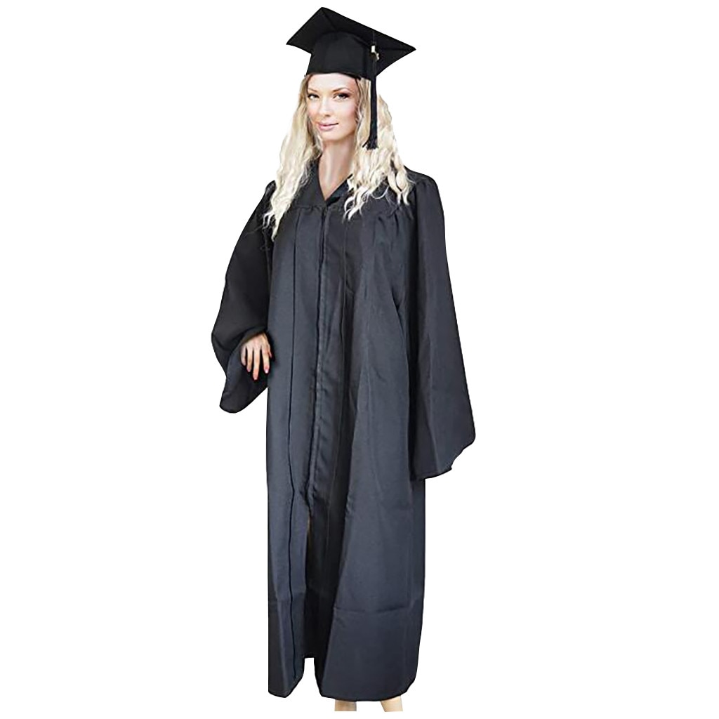 Vuxen ungkarl dräkter+hatt set universitetsexamen klänning student gymnasieuniformer klass team bära akademisk klänning #a3: Svart / Xl