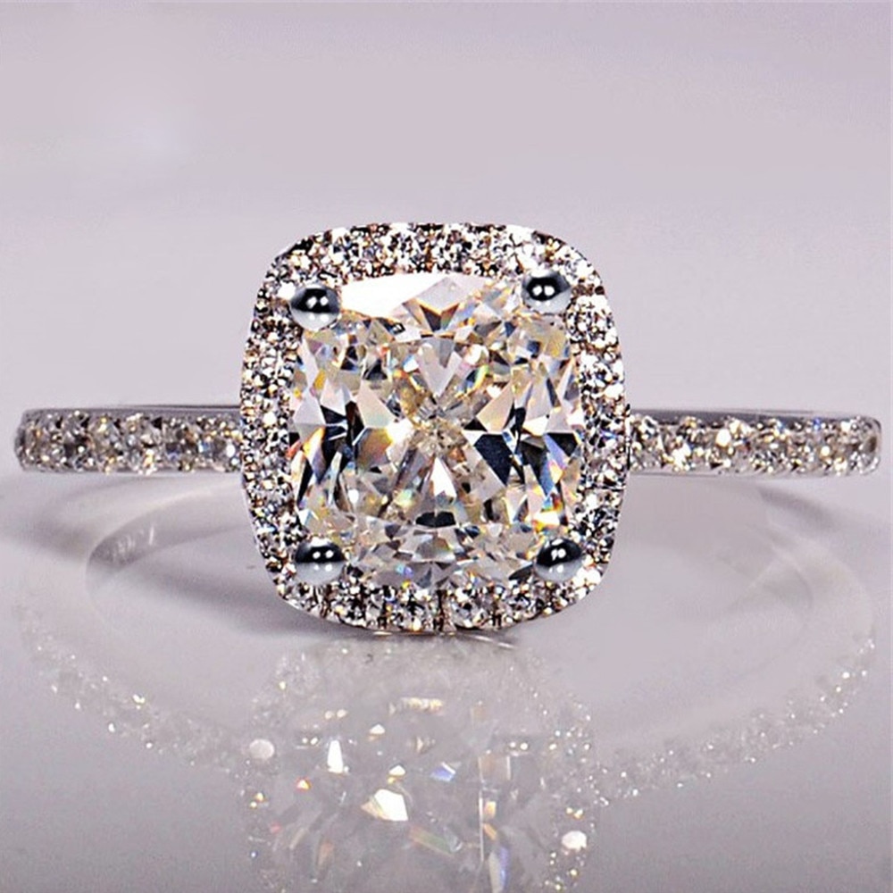 elegante Weiße Oval Zirkonia Ring CZ Hochzeit Schmuck Gefüllt Engagement Versprechen Ringe für Frauen Anillos Mujer