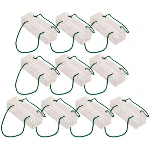 10Pcs Transparent Cake Boxes Durable Lightweight Transparent Cake Swiss Roll Bags for Home Bakery Kitchen: Green S