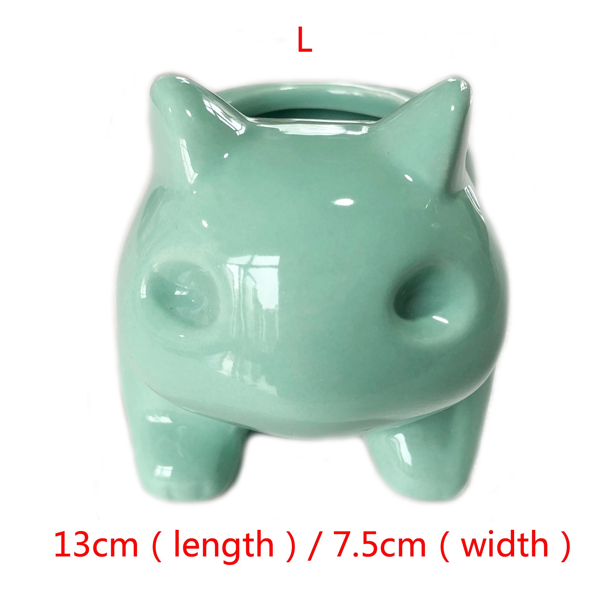 Kawaii Ceramic Flowerpot Succulent Planter Cute Green Plants Flower Pot with Hole For: L