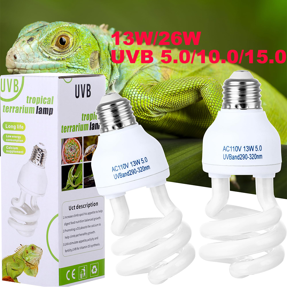 5,0 10,0 15,0 lámpara UVB para reptiles 13W /26W rayos UV ahorro de energía terrario luz para tomar el sol tortuga lagarto serpiente Reptiles lámparas de calefacción