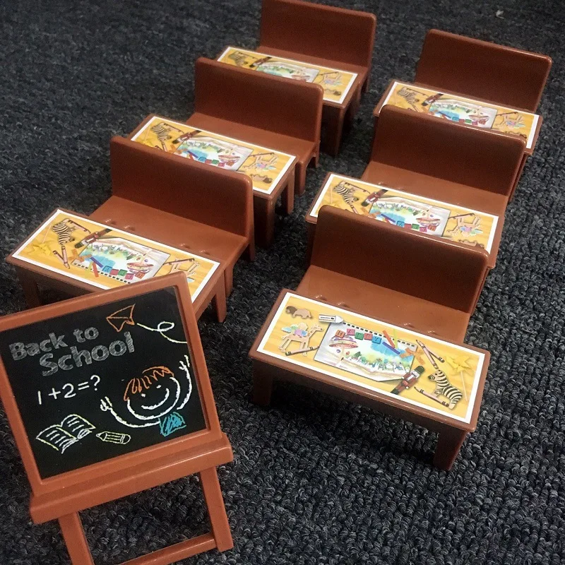 Mini-popaccessoire voor LOLs-pop Schoolklas Fantasiespel Speelgoed Poppenhuis Miniatuur Bureau Schoolbord Boeken Meisjes