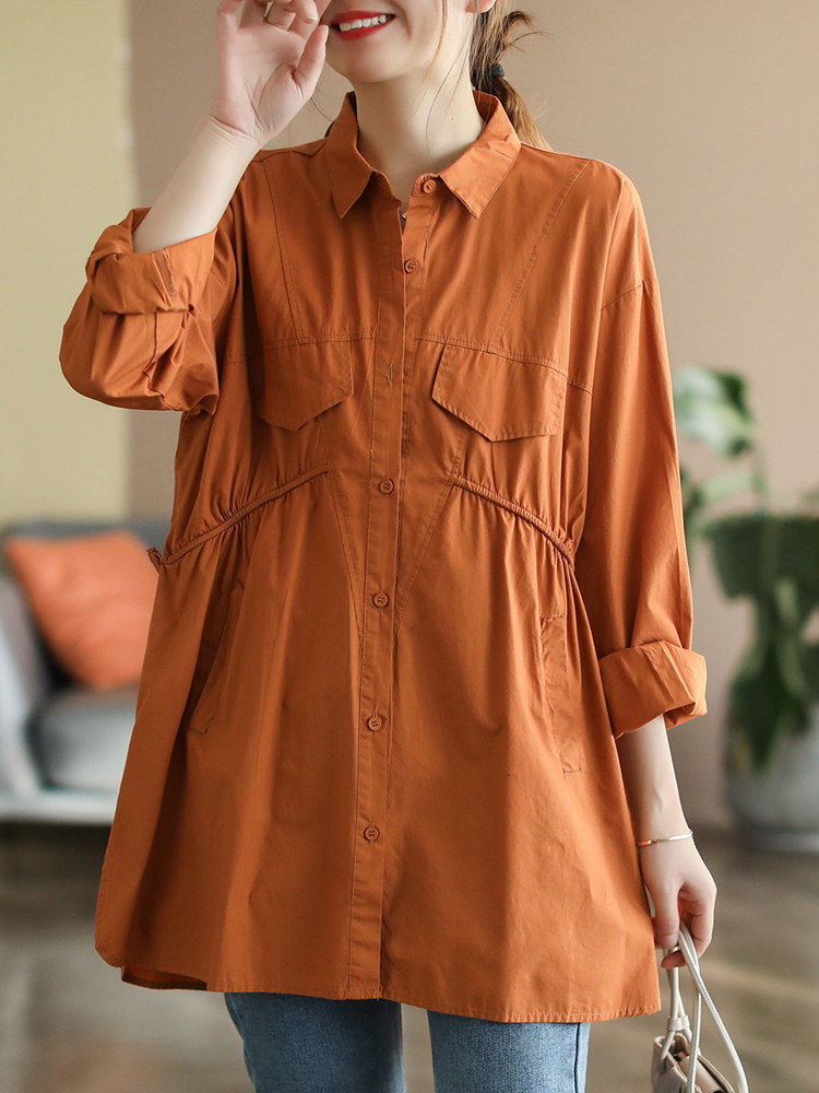 Max LuLu Spring Solid Street Loose Shirts British Style Womens Casual Vintage Tops Buttons Clothes