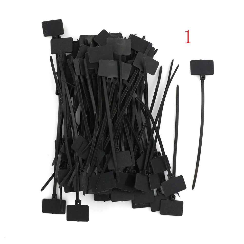 100 stk / lot plastik nylon mærketiketter mærkat klistermærke kabel lynlåse  rj45 rj12 løsbar nylon kabelbindere ledningsholder