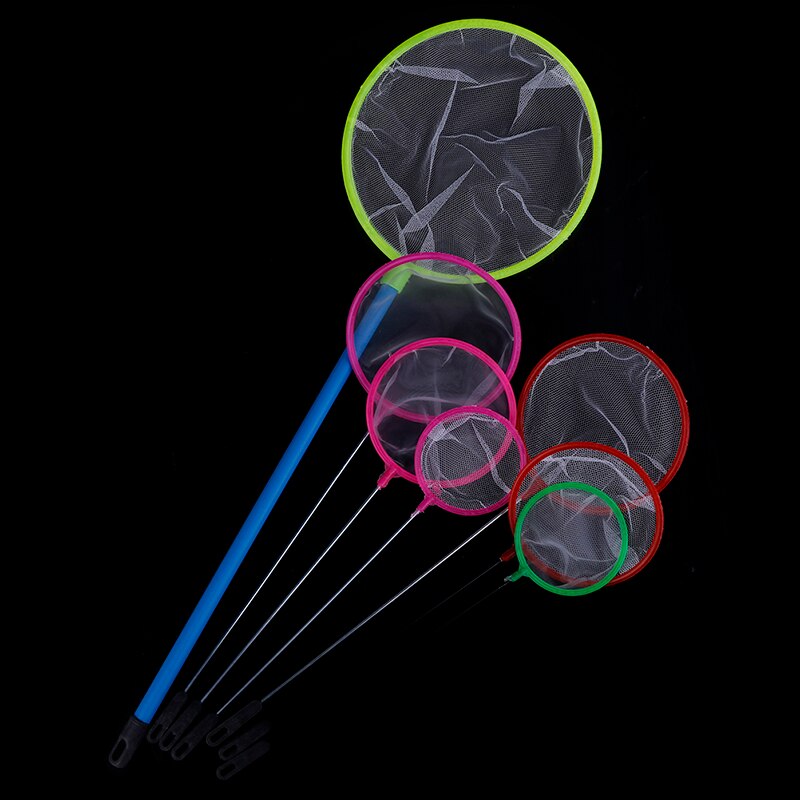 Mini fisknät akvariefisk fångst verktyg handtag fisknät akvarium fisk tank renare tillbehör runda slumpmässig färg