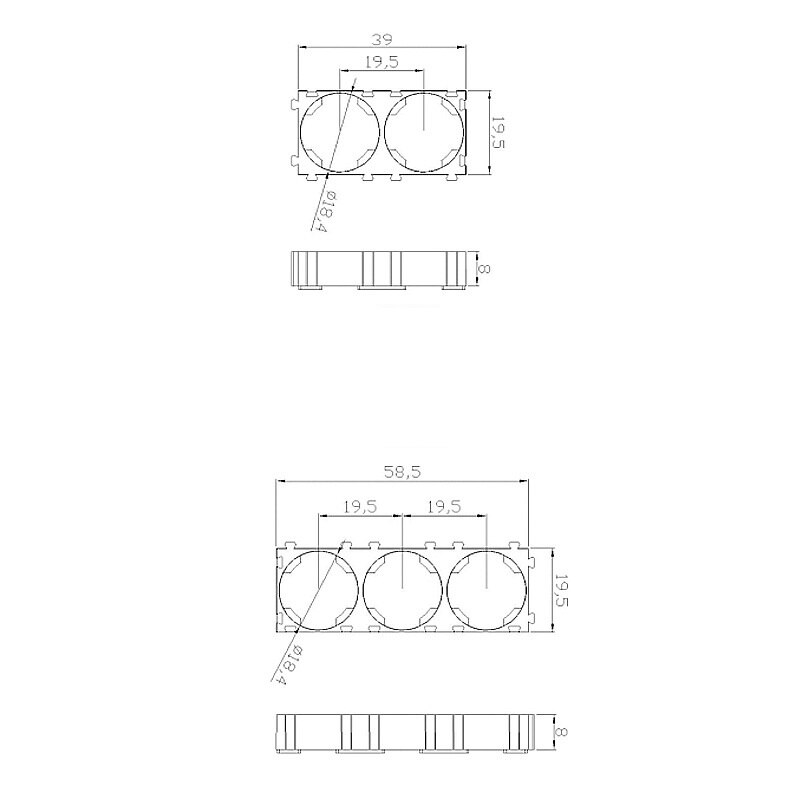 18650 Supporto Della Batteria 2x4 Cellulare 18650 Batterie Spacer Radiante Borsette di Calore di Plastica Stabile Supporto Della Staffa di trasporto libero