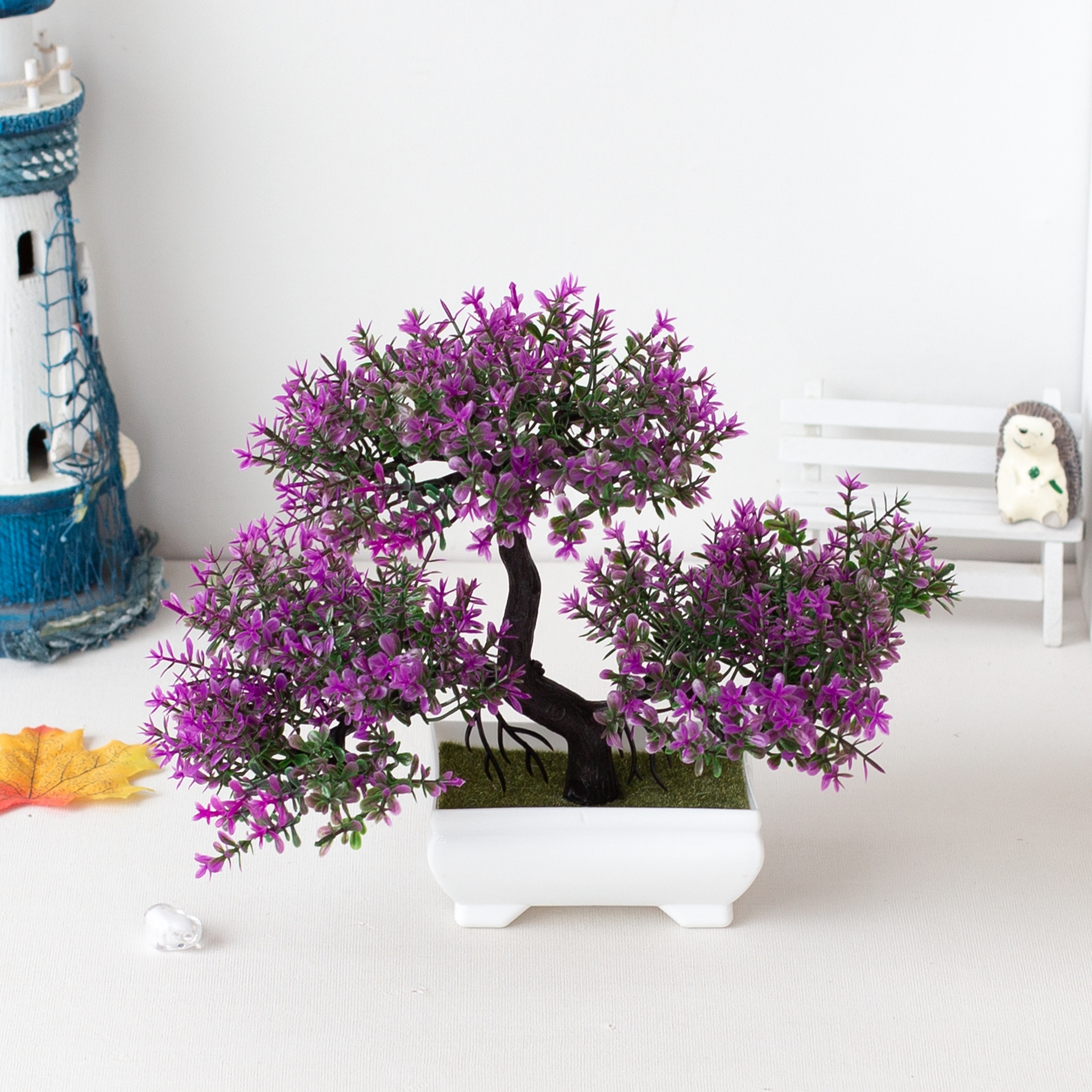 Nouvelles plantes artificielles vertes bonsaï petit arbre herbe fleur en pot bonsaï Halloween mariage fête de noël décor de bureau à domicile: Saphir profond