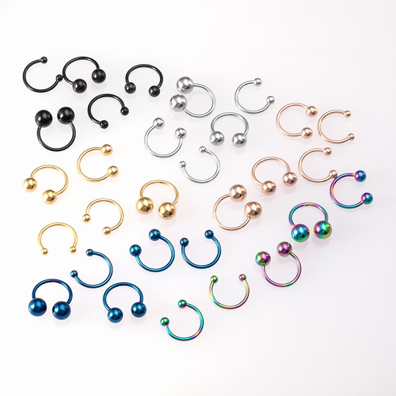 5Pcs Chirurgisch Staal Bcr Septum Lip Piercing Neuspiercings Hoop Hoefijzer Nep Neusring Oor Smiley Bar Circular Barbell oorbel 16G