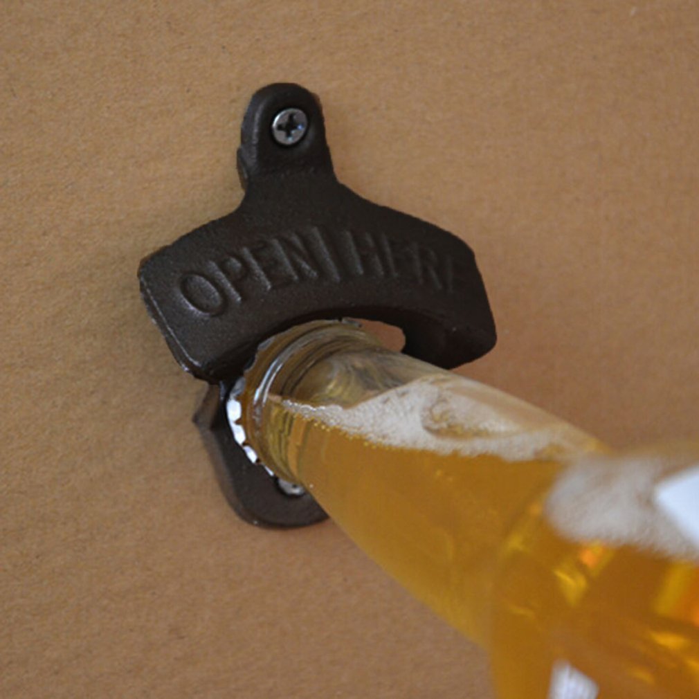 Vintage støbejerns vægmonteret flaskeåbner øl køkken tilbehør dro'p