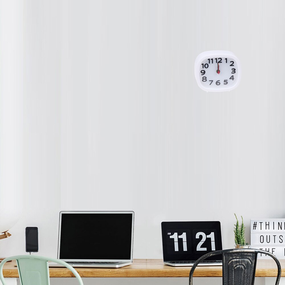 Simple Square Alarm Clock Small Desktop Clock Luminous Hour and Minute Hand Kids Alarm Clock Without Battery (Black)