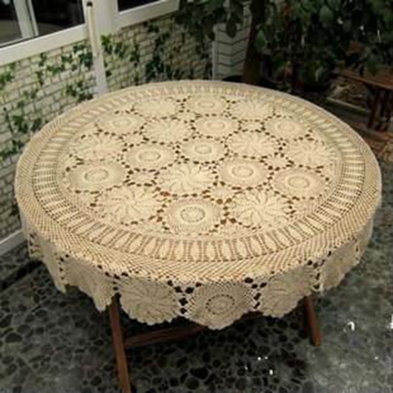 Round Table Cloth Handmade Crochet Tablecloth Nice Hand Crochet Dinner Round Table Cloth 100% Cotton Many Size Available