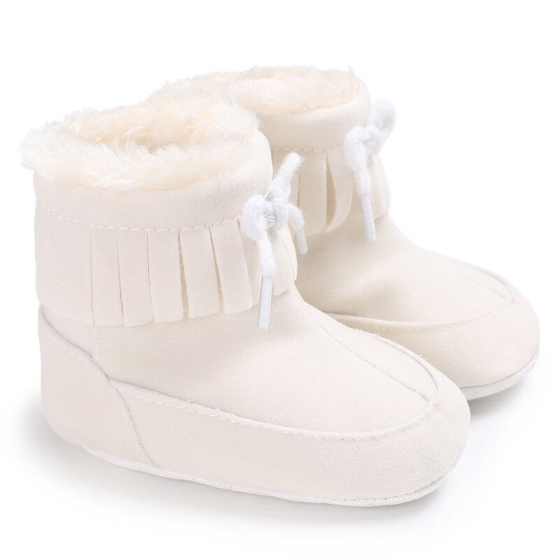 Recién nacido Niño, bebé, Invierno botas bebé niña Cuna La nieve botas recién nacido Niño Prewalker arco botas Zapatos: Blanco / 0-6 meses