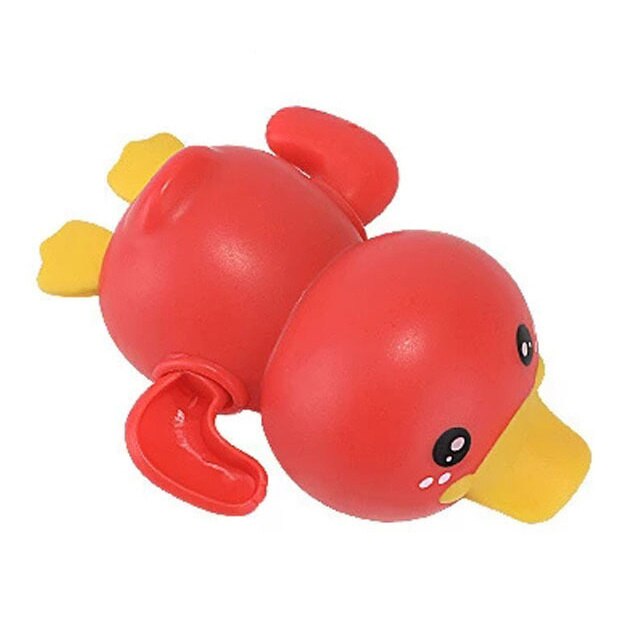 Baby Cute Animals Bath Toy Swimming Pool Water Play Bathing Ducks Crab Frog Classic Chain Clockwork Water Toys For Kids: Red Duck