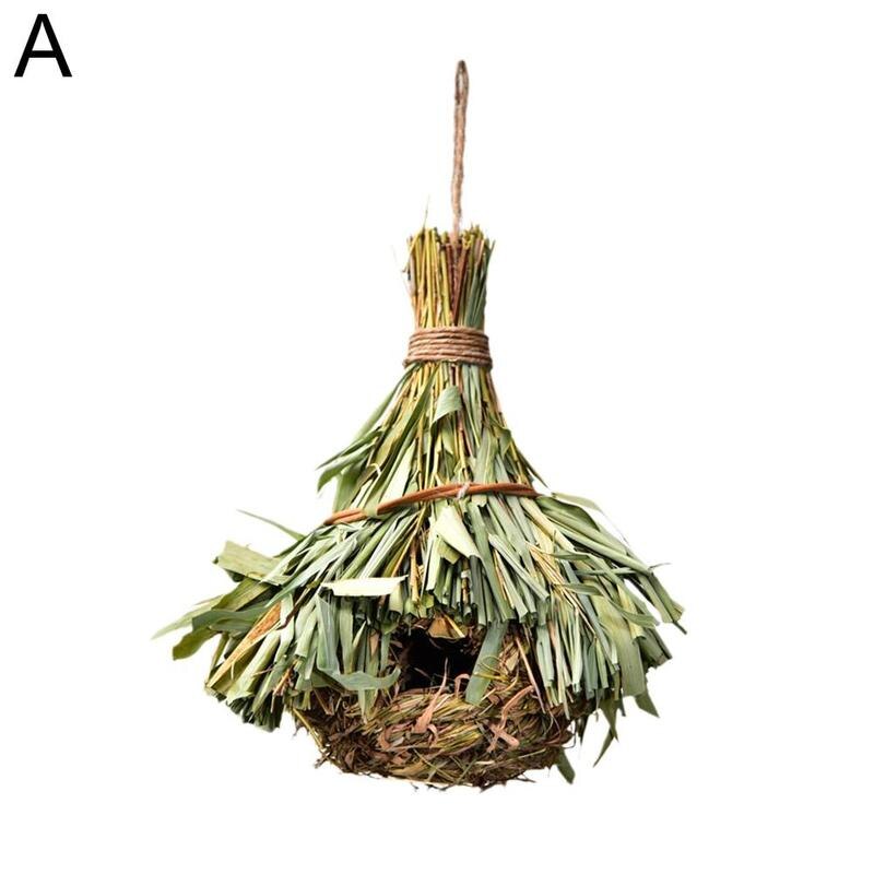 Hummingbird House Hand-Woven Nesting Window Garden Hanging Birdhouses Hut Handwoven Bird Nest Gardening Decoration for Bird V0G5: A