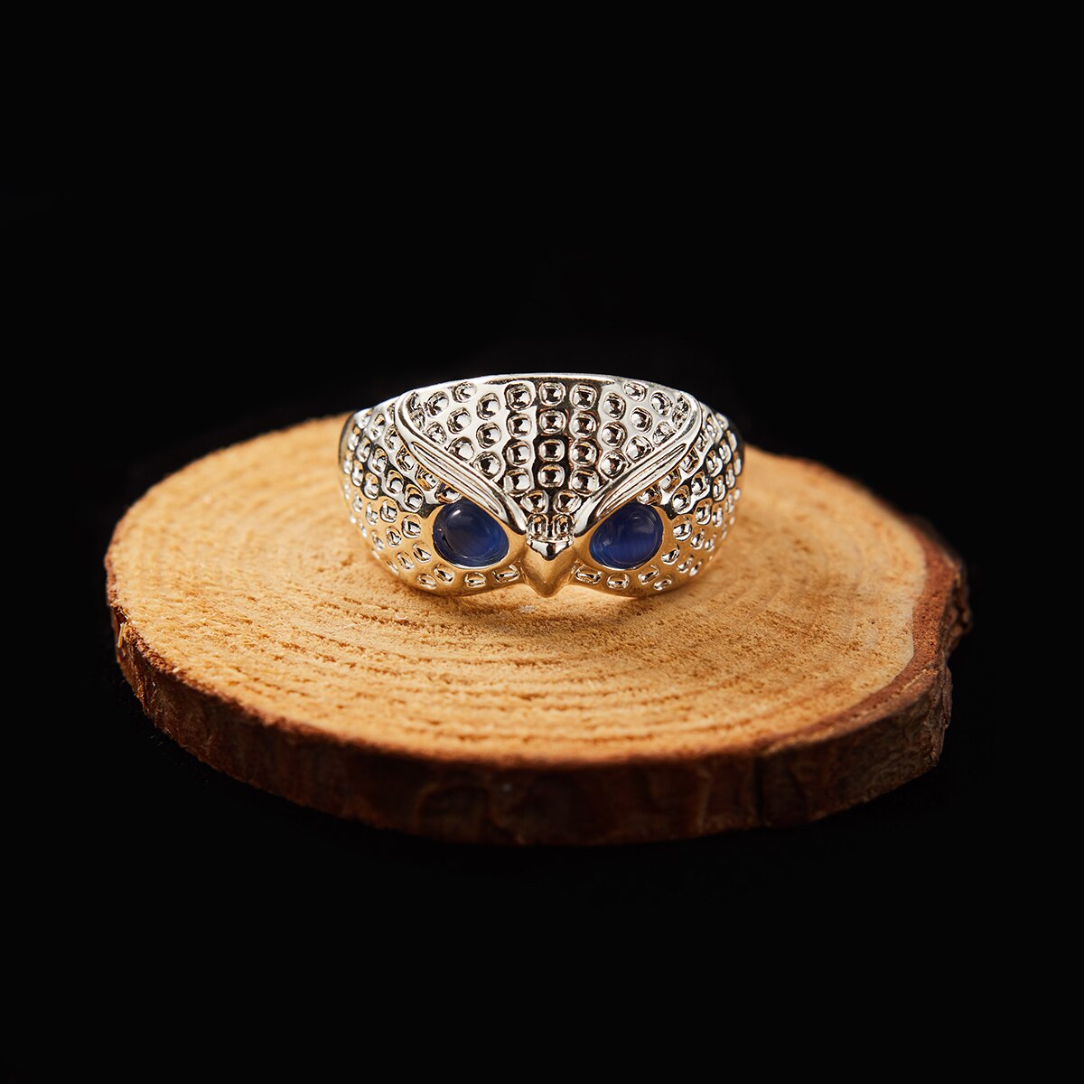 Anillos Retro Punk con forma de búho para hombre y mujer, joyería ajustable con personalidad, Ojos de cristal azul y rojo, Color plateado antiguo, anillo abierto: Color 9