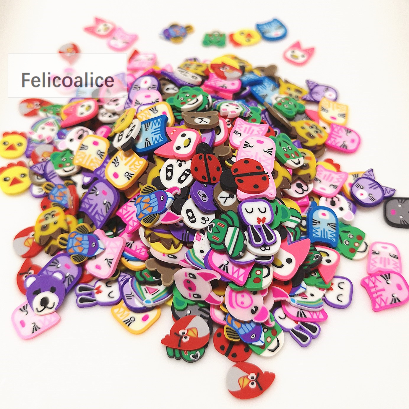 200Pcs 10Mm Klei Slice Ronde Vorm Bloemen Hart Cake Polymer Sprinkles Voor Sieraden Maken Diy Handgemaakte Scrapbooking Accessoires: Animals 20g