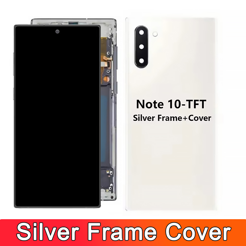 100%  testskærme til samsung note 10 med ramme lcd-skærm 6.15 " note 10 sm-n970f n970a n970f/ ds  n970n lcd tft-skærmdele: Sort