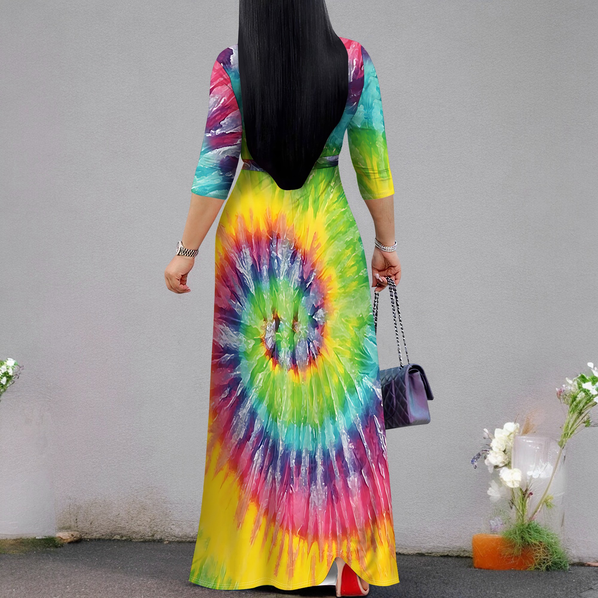 Summer Printed Short Sleeve Maxi Dress for Women Short Sleeve Long Dress Cocktail Party Loose Casual Dresses
