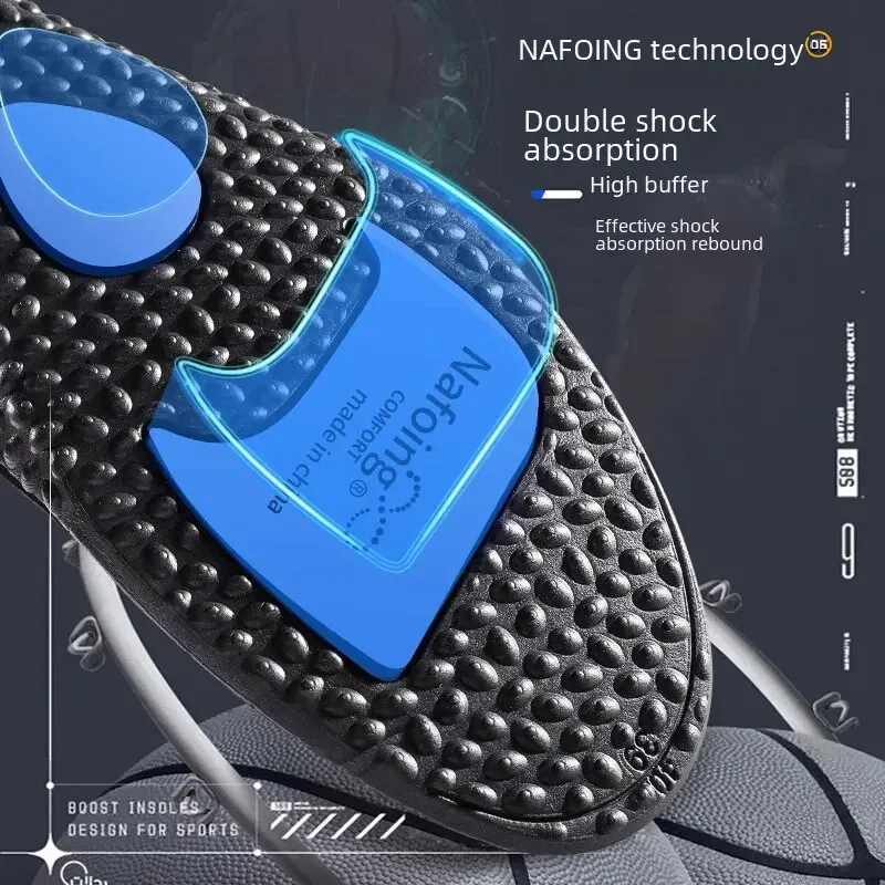 1Pair White Soft-soled Sports Insoles for Men Shock-absorbing Breathable PU air cushion sports insoles Soft Comfort Shoes Pads
