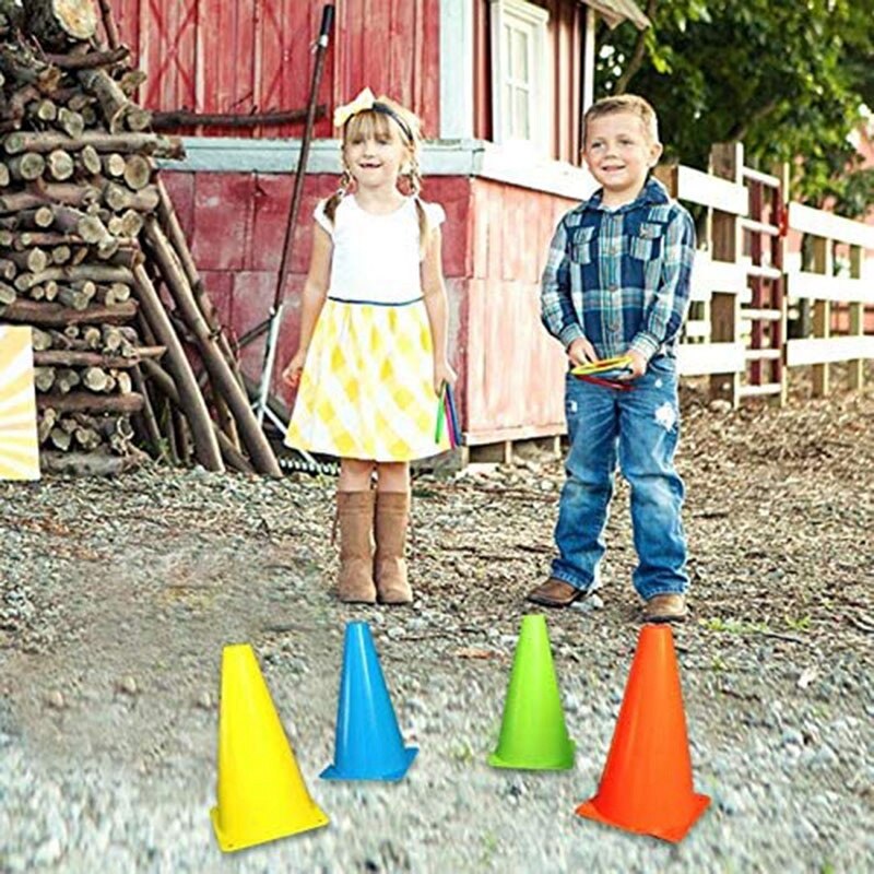 3 in 1 Ring Game Carnival Combo Set Soft Traffic Cone Bean Bags with Plastic Multicolor Thg Circle Activity Rings