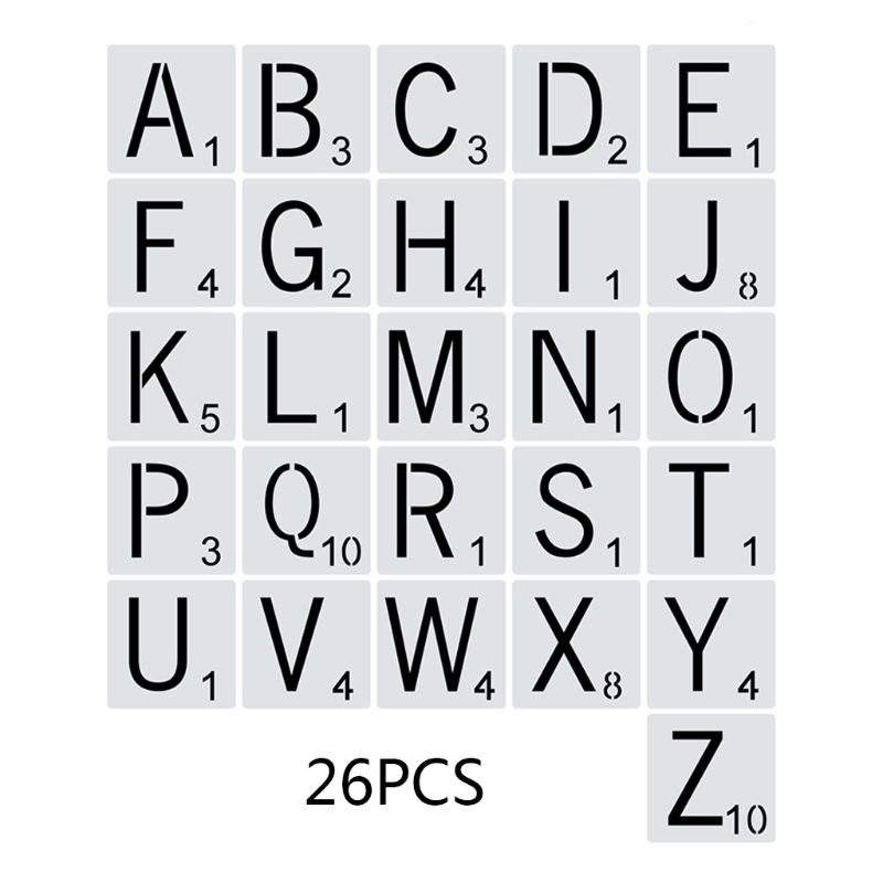 26pcs/set Alphabet Letters Stencils Drawing Template DIY Painting Scrapbooking: C