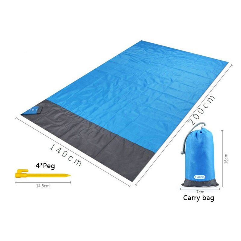Couverture de plage à poches étanches 2x2.1 m, matelas pliant, Portable et léger, tapis de pique-nique en plein air,